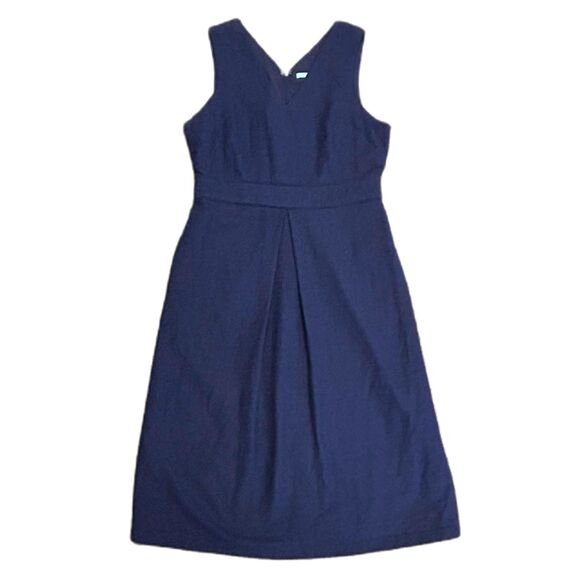 J. McLaughlin Estrella Navy V-Neck Sleeveless Midi Sheath Dress Size 10 - Picture 2 of 15